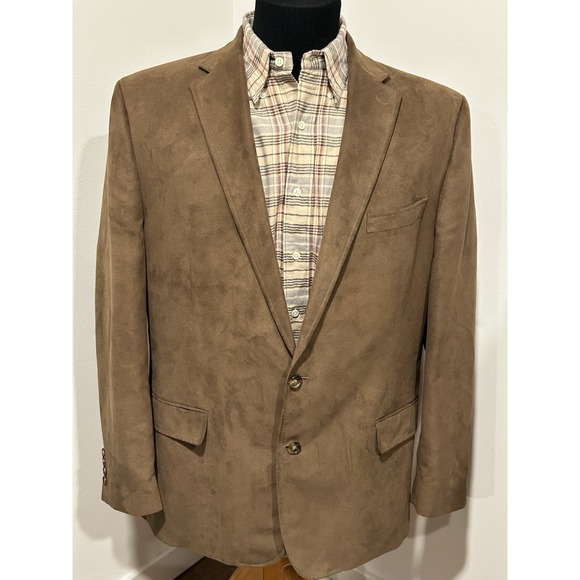 Lauren Ralph Lauren Blazer 46L‎ Brown Suit Jacket Classic Old Money Look Poly - Picture 1 of 11